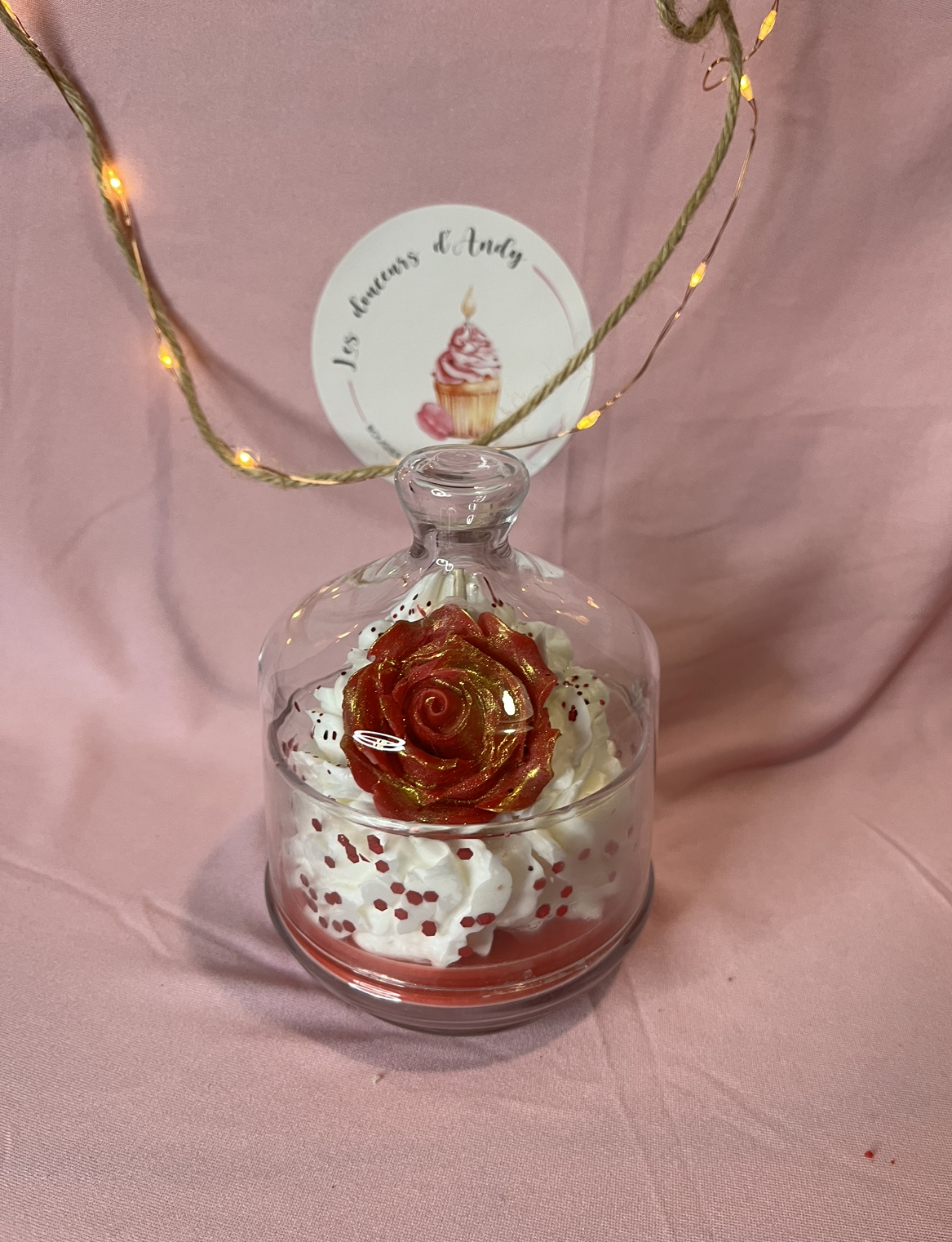 bougie cloche rose rouge